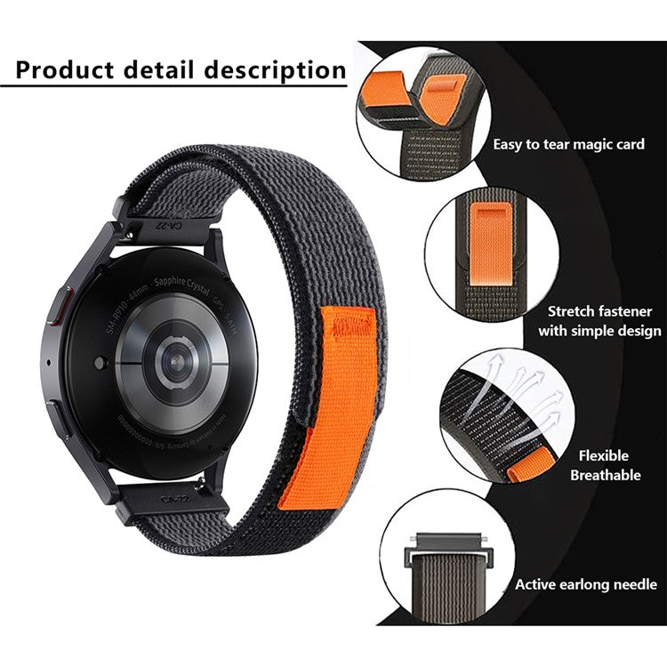 KALEBOL KLB-YJNLHH-001 For Samsung Galaxy Watch6 / Watch6 Classic Nylon Straps 20mm Watch Band Loop Fastener - Pink