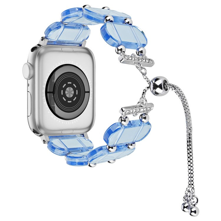 For Apple Watch Series 10 42mm / 9 8 7 41mm / 6 5 4 SE (2022) SE (2023) SE 40mm / 3 2 1 38mm Watch Strap Resin Bracelet - Transparent Blue
