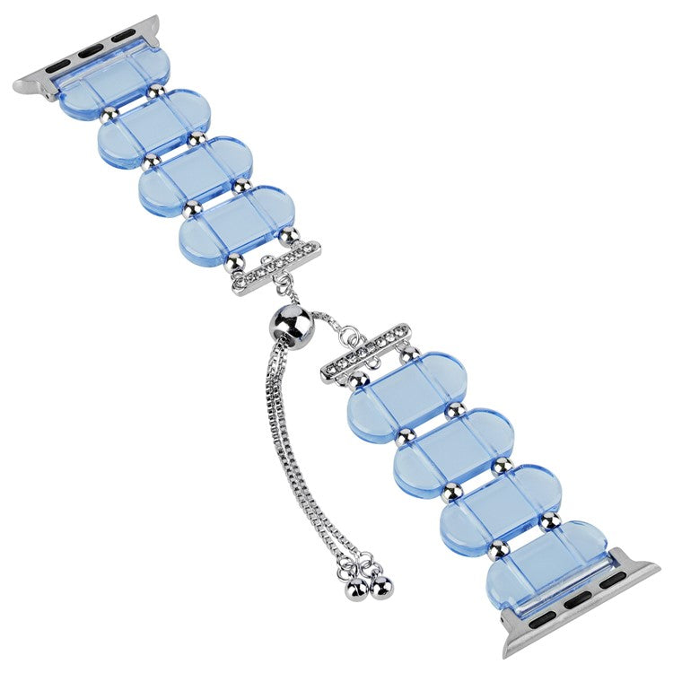 For Apple Watch Series 10 42mm / 9 8 7 41mm / 6 5 4 SE (2022) SE (2023) SE 40mm / 3 2 1 38mm Watch Strap Resin Bracelet - Transparent Blue