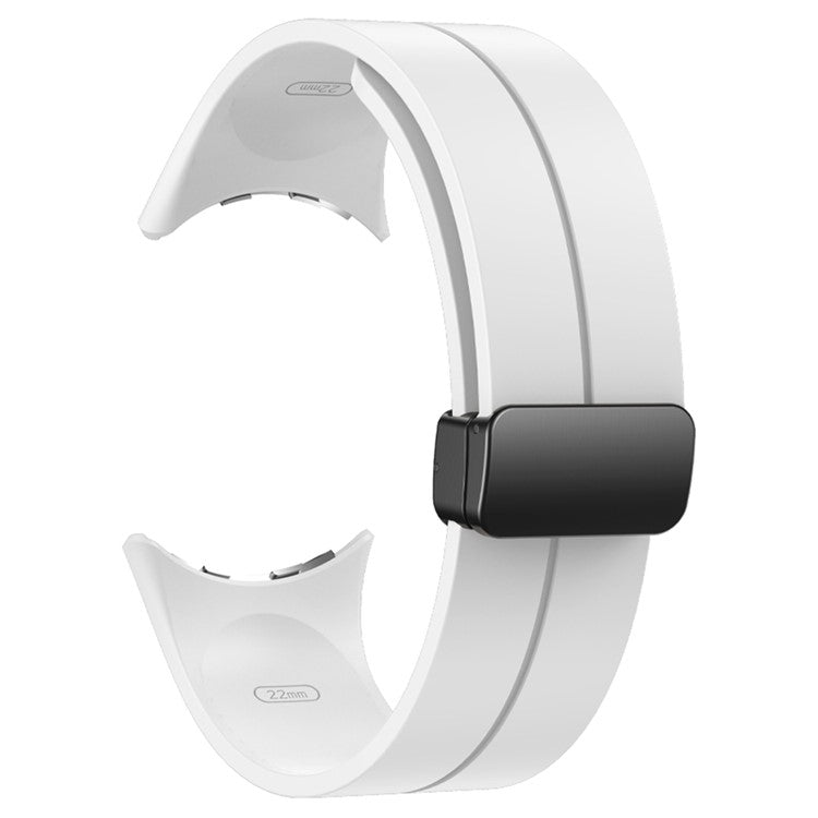 For Google Pixel Watch 3 41mm / Watch 2 / Pixel Watch Silicone Band Watch Strap with Magnetic Folding Buckle - White