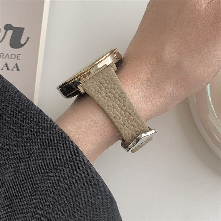 For Huawei Watch GT 4 41mm / Garmin Venu 3S / Venu 2S 18mm Replacement Strap Litchi Texture Band - Khaki