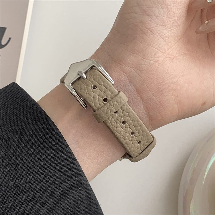 For Huawei Watch GT 4 41mm / Garmin Venu 3S / Venu 2S 18mm Replacement Strap Litchi Texture Band - Khaki