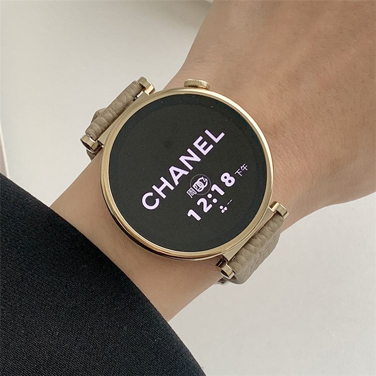 For Huawei Watch GT 4 41mm / Garmin Venu 3S / Venu 2S 18mm Replacement Strap Litchi Texture Band - Khaki