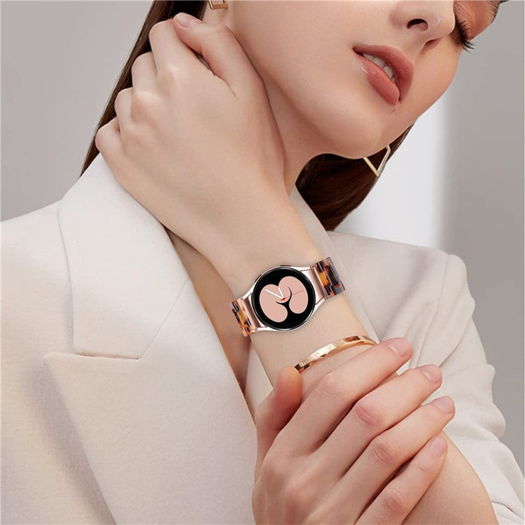 Resin Strap for Samsung Galaxy Watch6 40mm / 44mm / Watch6 Classic 43mm / 47mm D-Shape Bracelet Watchband - Tortoiseshell