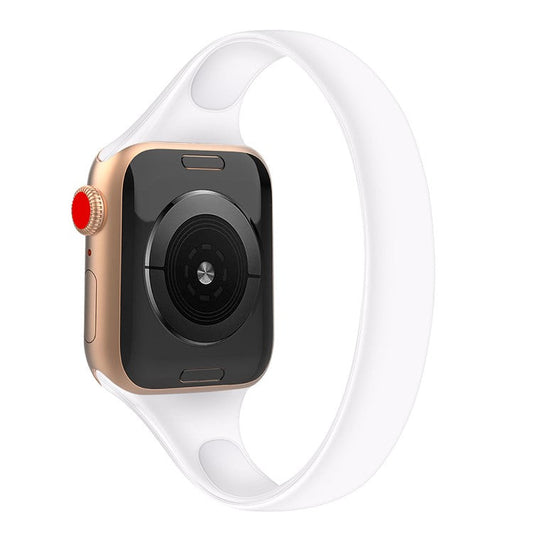 For For Apple Watch Series 10 42mm / 9 8 7 41mm / SE (2023) SE (2022) SE 6 5 4 40mm / 3 21 38mm Silicone Smartwatch Strap, Size: S - White