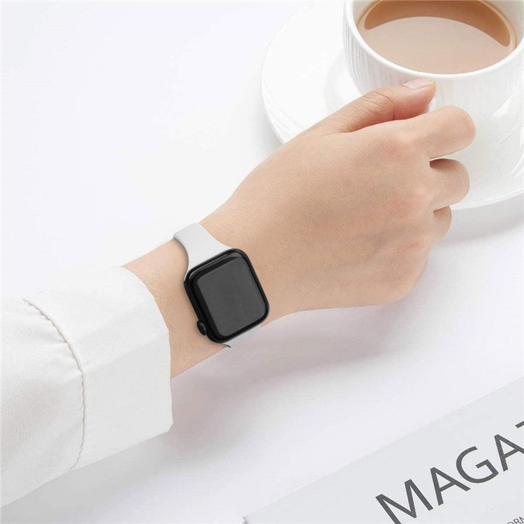 For For Apple Watch Series 10 42mm / 9 8 7 41mm / SE (2023) SE (2022) SE 6 5 4 40mm / 3 21 38mm Silicone Smartwatch Strap, Size: S - White