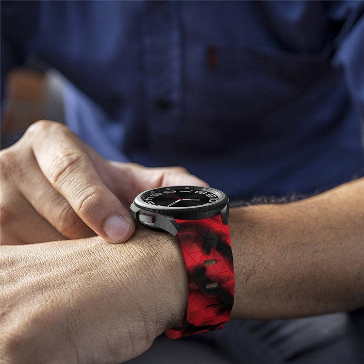 For Samsung Galaxy Watch6 / Watch 5 / Watch FE 40mm / Watch4 Silicone Strap Dual Color Watch Band Football Pattern - Black+Red Camo