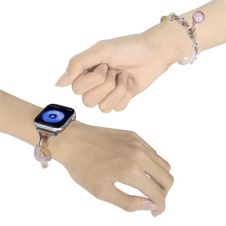 For Apple Watch Series 10 42mm / 9 8 7 41mm / 6 5 4 SE (2022) SE (2023) SE 40mm / 3 2 1 38mm Strap Slim Resin Bracelet - Purple
