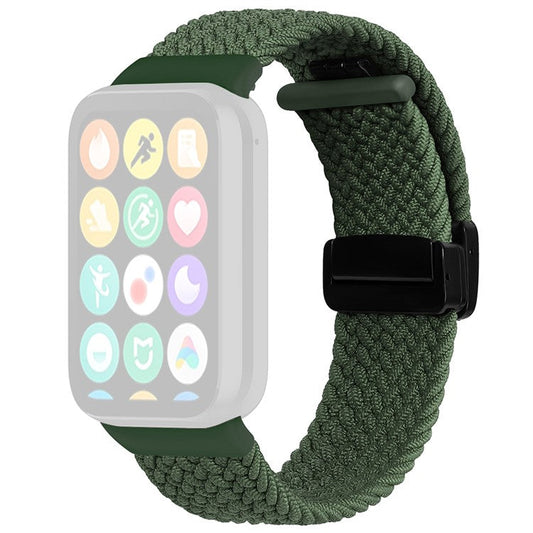 For Xiaomi Smart Band 9 Pro / Band 8 Pro / Redmi Watch 4 Nylon Braided Band Magnetic Buckle Watch Strap - Green