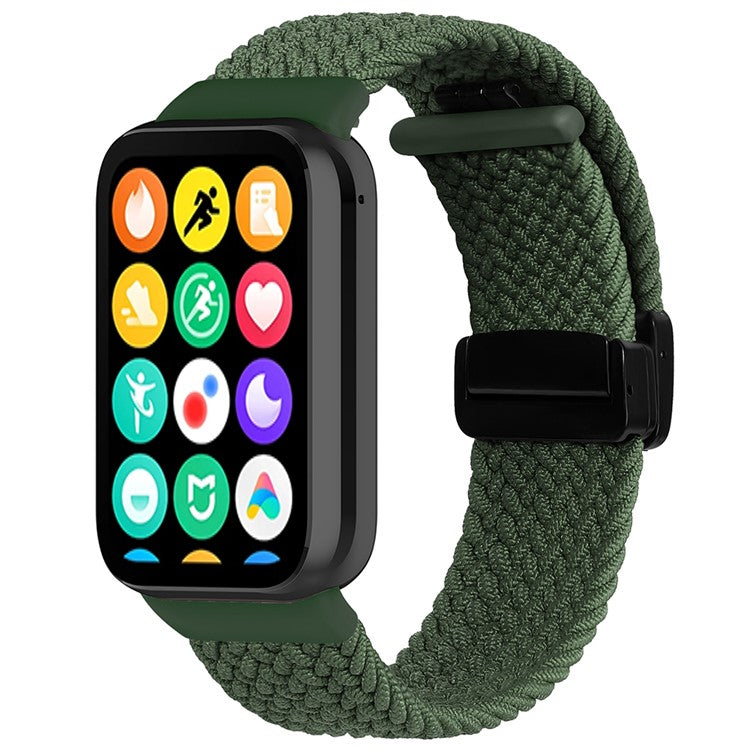 For Xiaomi Smart Band 9 Pro / Band 8 Pro / Redmi Watch 4 Nylon Braided Band Magnetic Buckle Watch Strap - Green