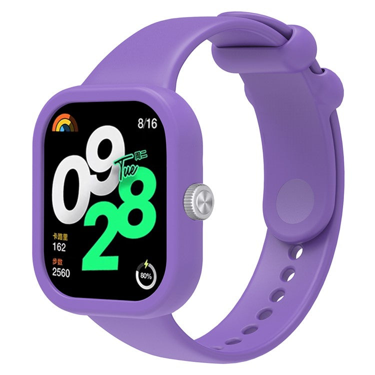 For Xiaomi Redmi Watch 4 Silicone Watch Band Wrist Strap with Watch Case - Purple