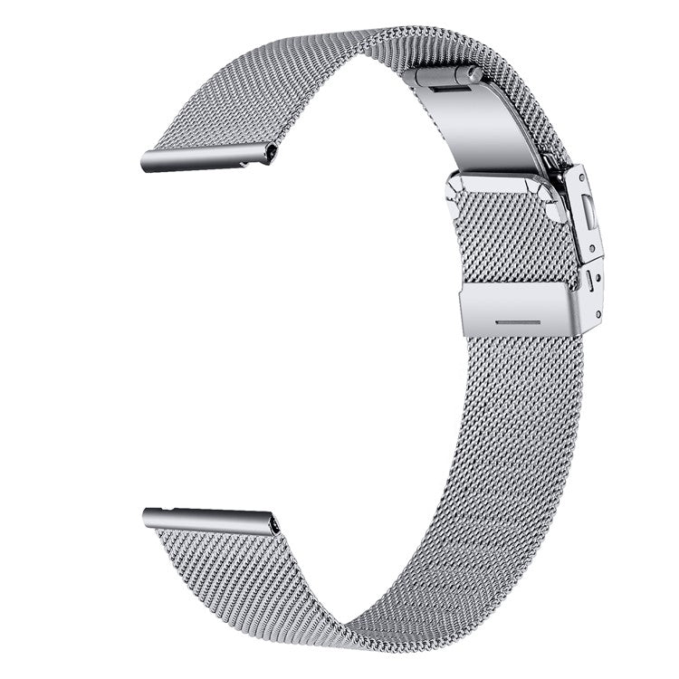 For Garmin Forerunner 265S Music Watch Strap 18mm Milanese Stainless Steel Watchband, Silver