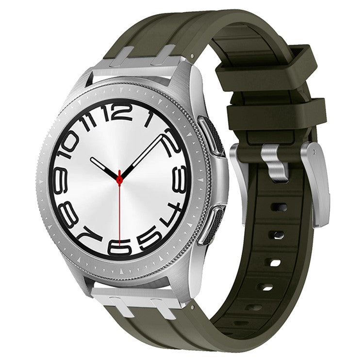 For Samsung Galaxy Watch3 45mm / Gear S3 Classic / Huawei Watch GT 4 46mm Silicone Watch Band 22mm Wrist Strap - Silver / Green