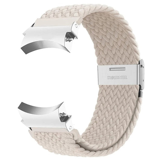 For Samsung Galaxy Watch FE 40mm / Watch4 / Watch 5 / Watch6 Classic Series Watch Band Nylon Braided Watch Strap - Starlight