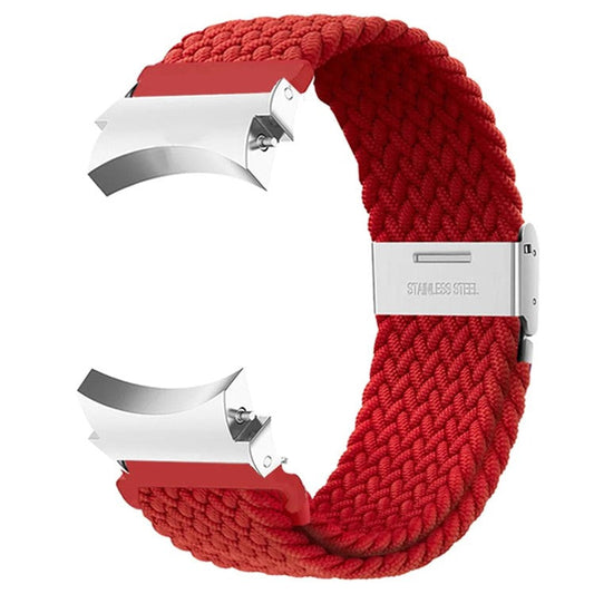 For Samsung Galaxy Watch FE 40mm / Watch4 / Watch 5 / Watch6 Classic Series Watch Band Nylon Braided Watch Strap - Red