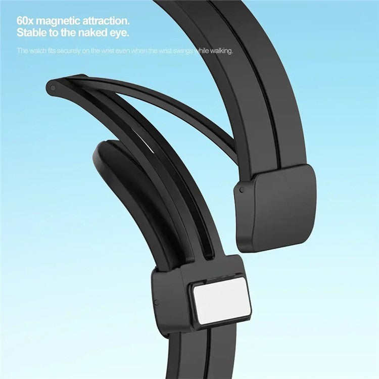 For Samsung Galaxy Watch FE 40mm / Watch4 / Watch 5 / Watch6 Wrist Strap Soft Silicone Watch Band with Magnetic Buckle - Space Grey