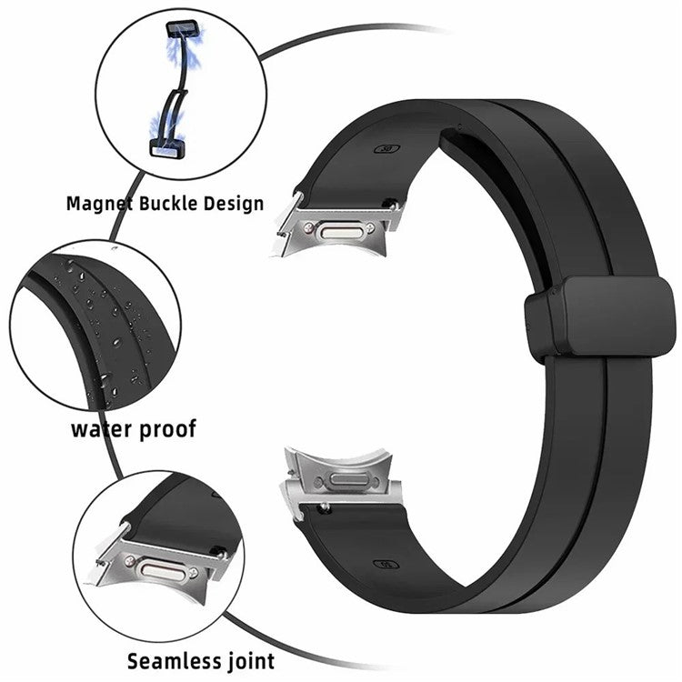 For Samsung Galaxy Watch FE 40mm / Watch4 / Watch 5 / Watch6 Wrist Strap Soft Silicone Watch Band with Magnetic Buckle - Space Grey
