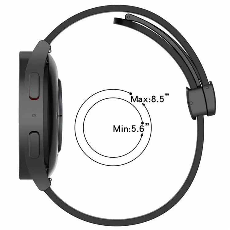 For Samsung Galaxy Watch FE 40mm / Watch4 / Watch 5 / Watch6 Wrist Strap Soft Silicone Watch Band with Magnetic Buckle - Space Grey