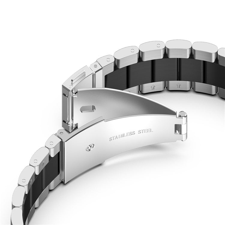 For Samsung Galaxy Fit3 Quick Release Watch Strap Mixed Color Stainless Steel Watchband - Silver / Black / Silver