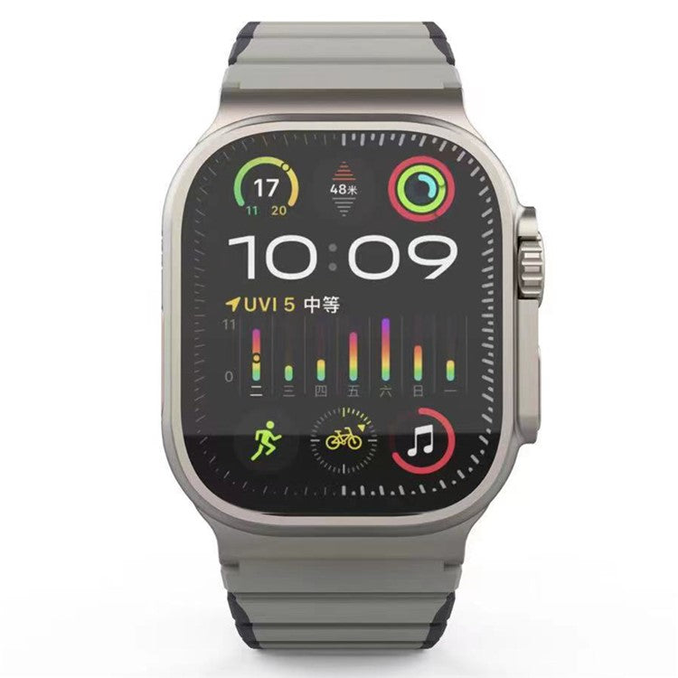 Silicone Band for Apple Watch 10 46mm / Ultra 2 / Ultra 49mm / 9 8 7 45mm / SE (2023) SE (2022) SE 6 5 4 44mm / 3 2 1 42mm Magnetic Strap - Grey
