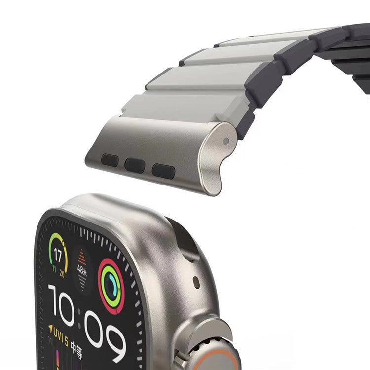 Silicone Band for Apple Watch 10 46mm / Ultra 2 / Ultra 49mm / 9 8 7 45mm / SE (2023) SE (2022) SE 6 5 4 44mm / 3 2 1 42mm Magnetic Strap - Grey