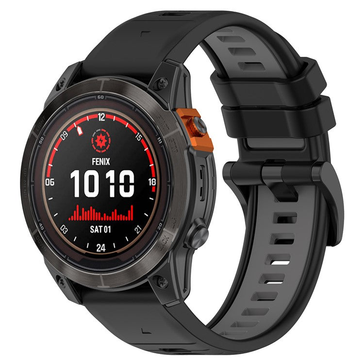 For Garmin Fenix 7S / Fenix 7S Pro Watch Strap 20mm Silicone Sport Watchbands - Black+Grey