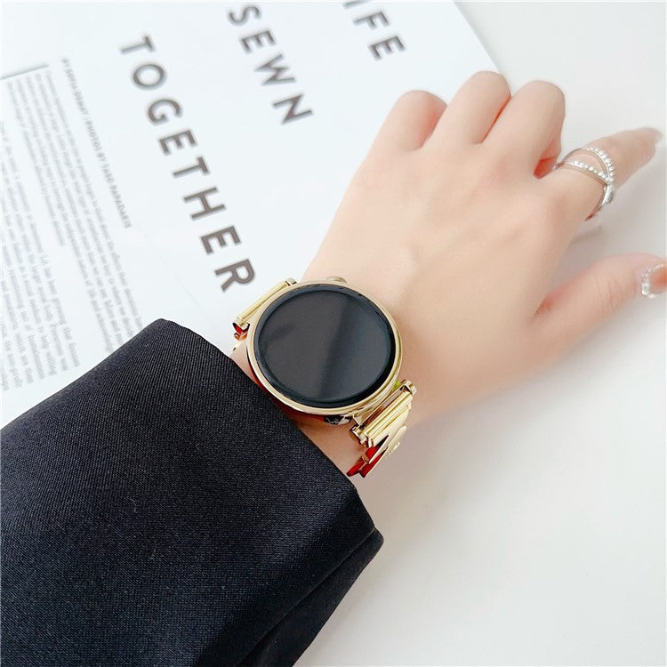 For Huawei Watch GT 4 41mm / Garmin Venu 3S Strap Wave Design 18mm Zinc Alloy Wristband - Gold