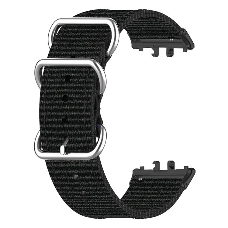 For Samsung Galaxy Fit3 SM-R390 Nylon Watch Strap Three Rings Replacement Wrist Band  - Black