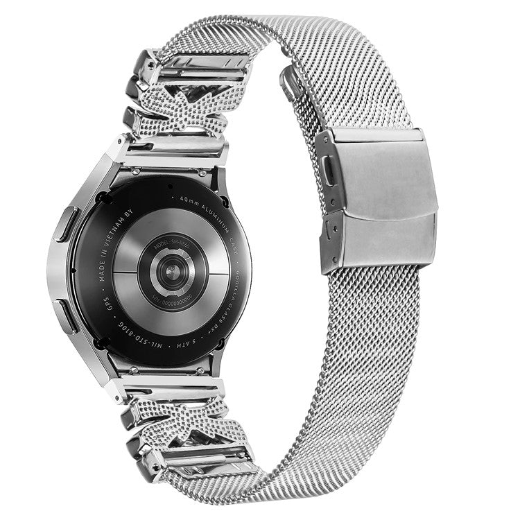For Samsung Galaxy Watch FE 40mm / Watch4 / 5 / 5 Pro 40 / 44 / 45MM Buckle Milanese Watch Strap Silver Stainless Steel Band