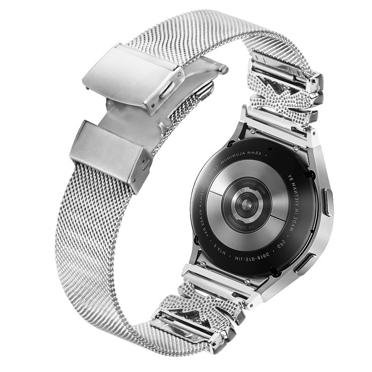 For Samsung Galaxy Watch FE 40mm / Watch4 / 5 / 5 Pro 40 / 44 / 45MM Buckle Milanese Watch Strap Silver Stainless Steel Band