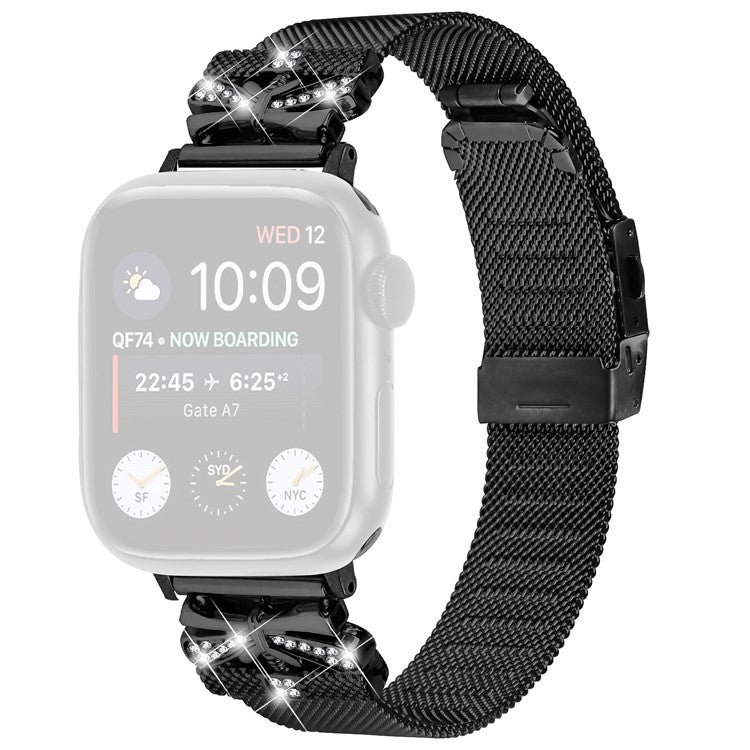 Watch Band for Apple Watch Series 10 42mm / 9 8 7 41mm  /  Series 6 5 4 SE SE (2022) SE (2023) 40mm  /  Series 3 2 1 38mm Stainless Steel Strap - Black