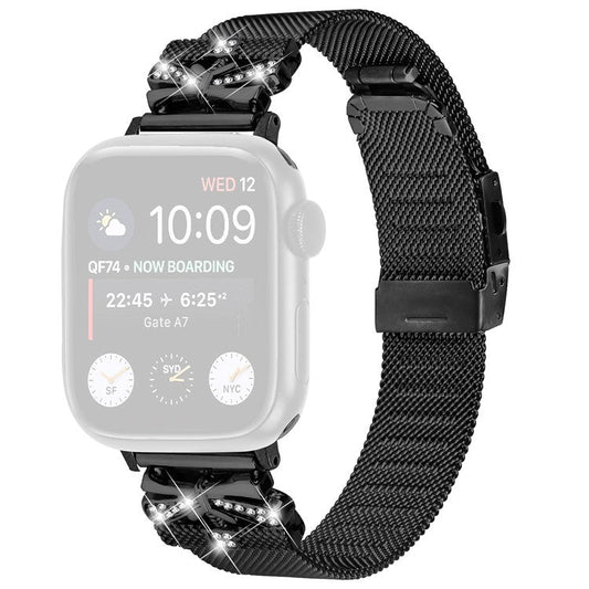 Watch Band for Apple Watch Series 10 42mm / 9 8 7 41mm  /  Series 6 5 4 SE SE (2022) SE (2023) 40mm  /  Series 3 2 1 38mm Stainless Steel Strap - Black