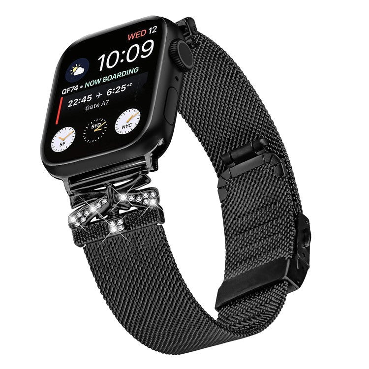 Watch Band for Apple Watch Series 10 42mm / 9 8 7 41mm  /  Series 6 5 4 SE SE (2022) SE (2023) 40mm  /  Series 3 2 1 38mm Stainless Steel Strap - Black