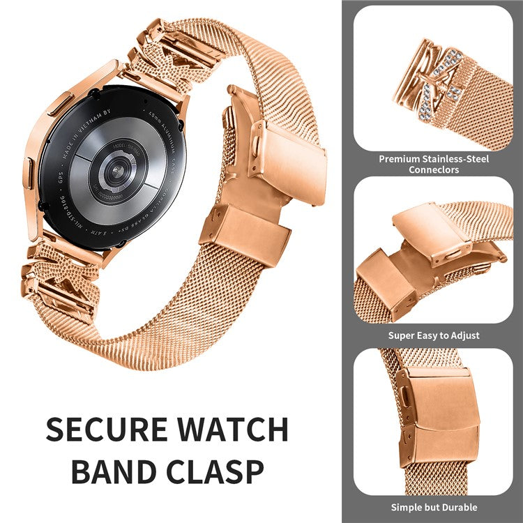 For Huawei Watch 2 / GT 2 42mm / GT 3 42mm Stylish Stainless Steel Silver 20mm Watch Strap Band - Rose Gold