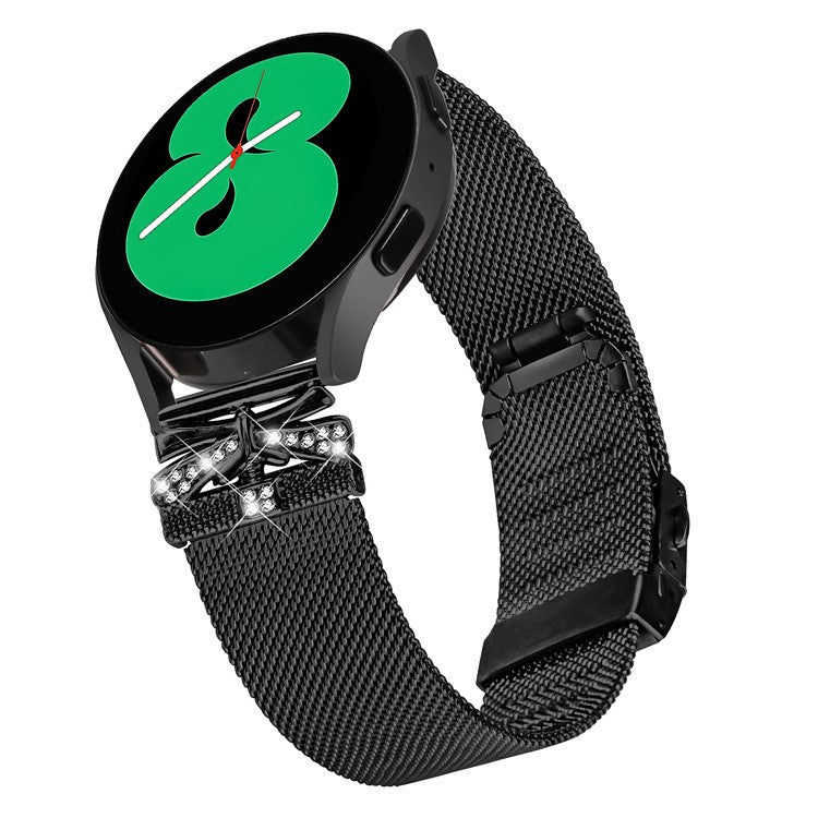 Watch Band for Garmin Vivomove 3 / GarminMove 3 20mm Milanese Stainless Steel Strap with Rhinestone Decor - Black