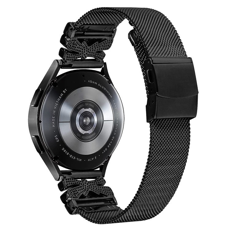 Watch Band for Garmin Vivomove 3 / GarminMove 3 20mm Milanese Stainless Steel Strap with Rhinestone Decor - Black