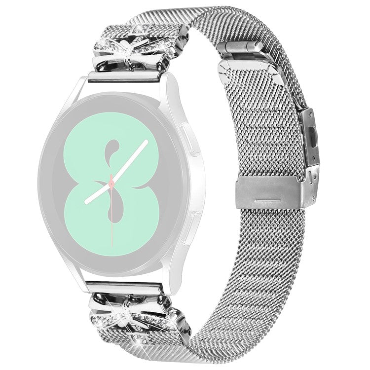 For Garmin Vivomove 3 / GarminMove 3 20mm Milanese Stainless Steel Watch Band with Rhinestone Decor - Silver