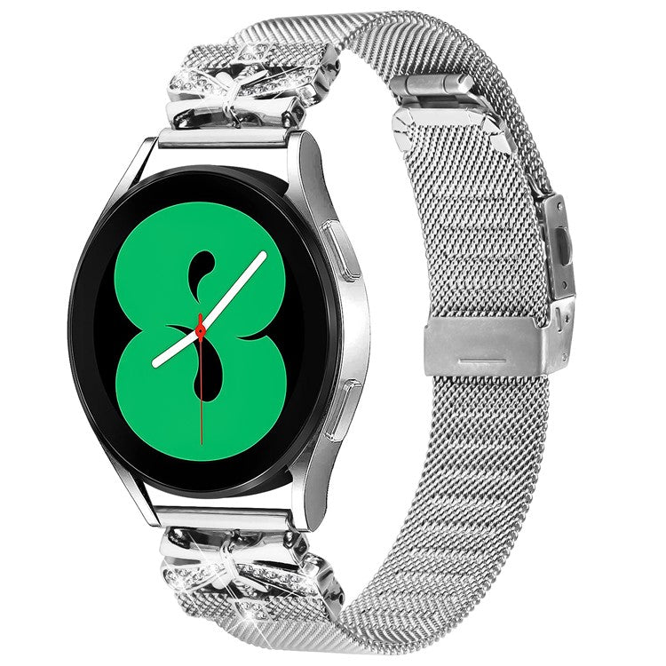 For Garmin Vivomove 3 / GarminMove 3 20mm Milanese Stainless Steel Watch Band with Rhinestone Decor - Silver