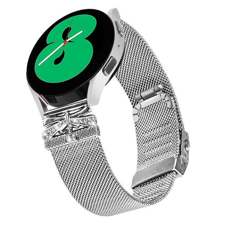 For Garmin Vivomove 3 / GarminMove 3 20mm Milanese Stainless Steel Watch Band with Rhinestone Decor - Silver