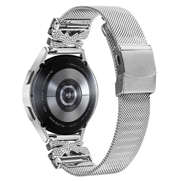 For Garmin Vivomove 3 / GarminMove 3 20mm Milanese Stainless Steel Watch Band with Rhinestone Decor - Silver