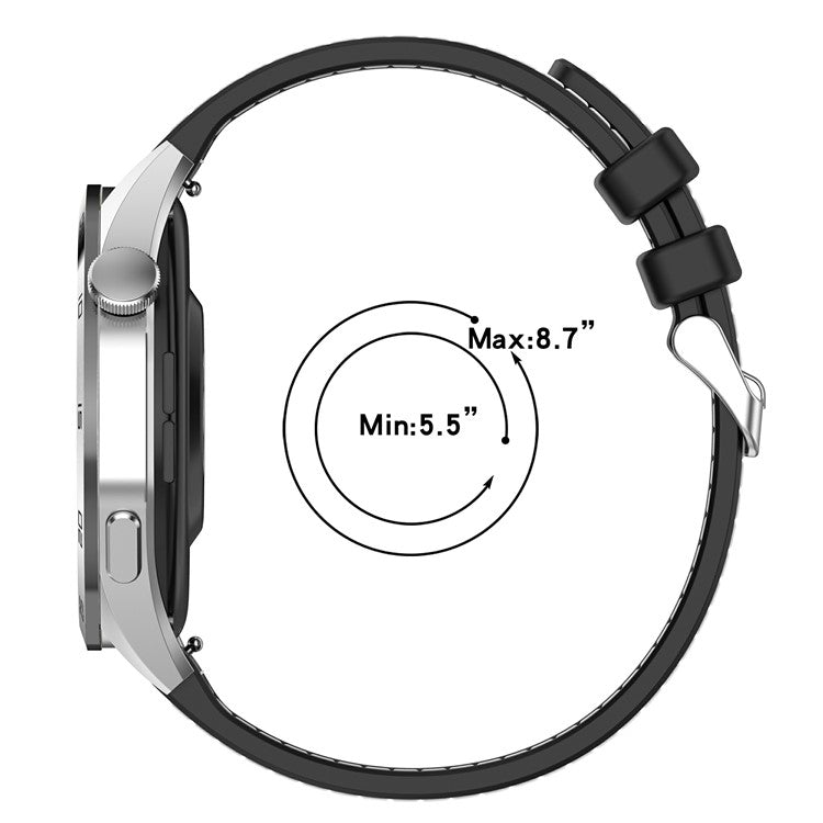 For Samsung Galaxy Watch3 45mm / Huawei Watch GT 4 46mm Watch Strap 22mm Silicone+Nylon Wrist Band - Black