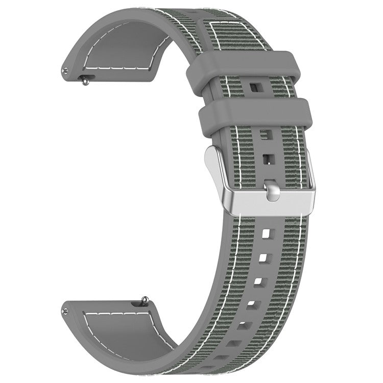 For Samsung Galaxy Watch3 45mm / Huawei Watch GT 4 46mm Watch Strap 22mm Silicone+Nylon Wrist Band - Grey