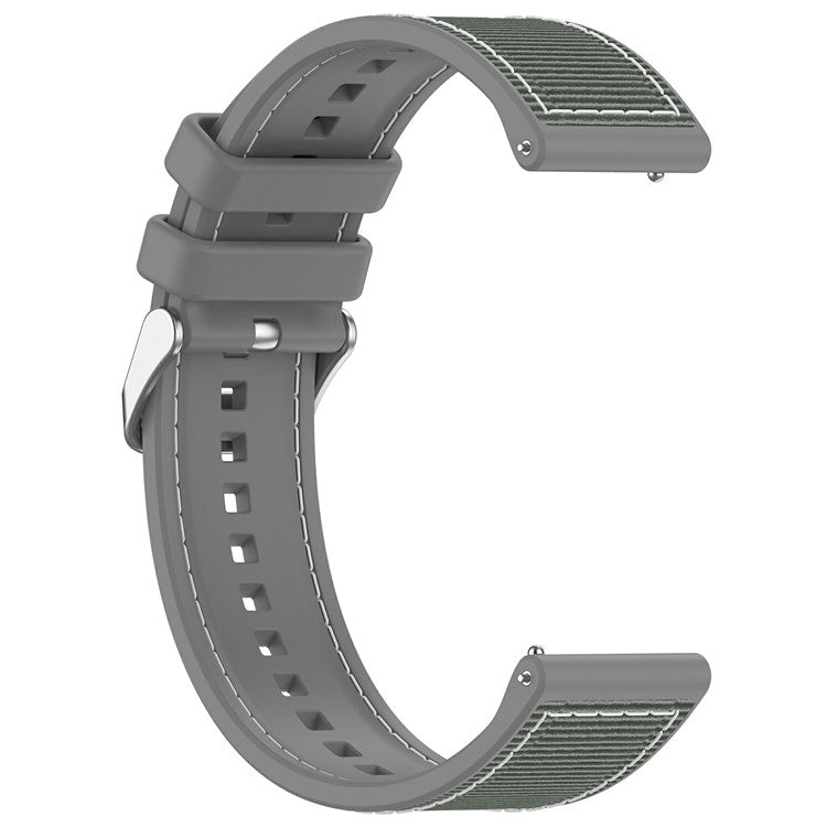 For Samsung Galaxy Watch3 45mm / Huawei Watch GT 4 46mm Watch Strap 22mm Silicone+Nylon Wrist Band - Grey