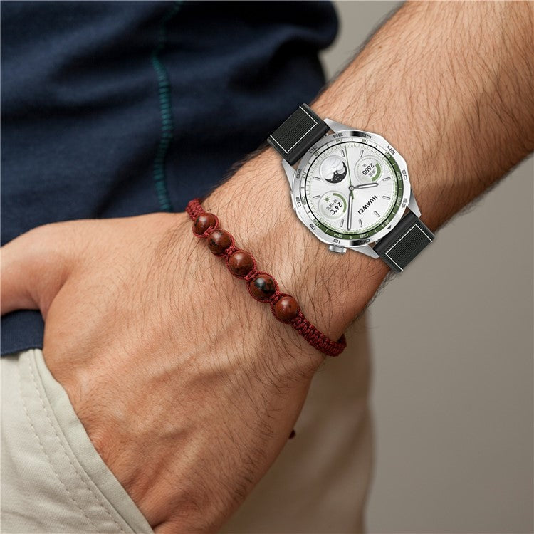 For Samsung Galaxy Watch3 45mm / Huawei Watch GT 4 46mm Watch Strap 22mm Silicone+Nylon Wrist Band - Grey