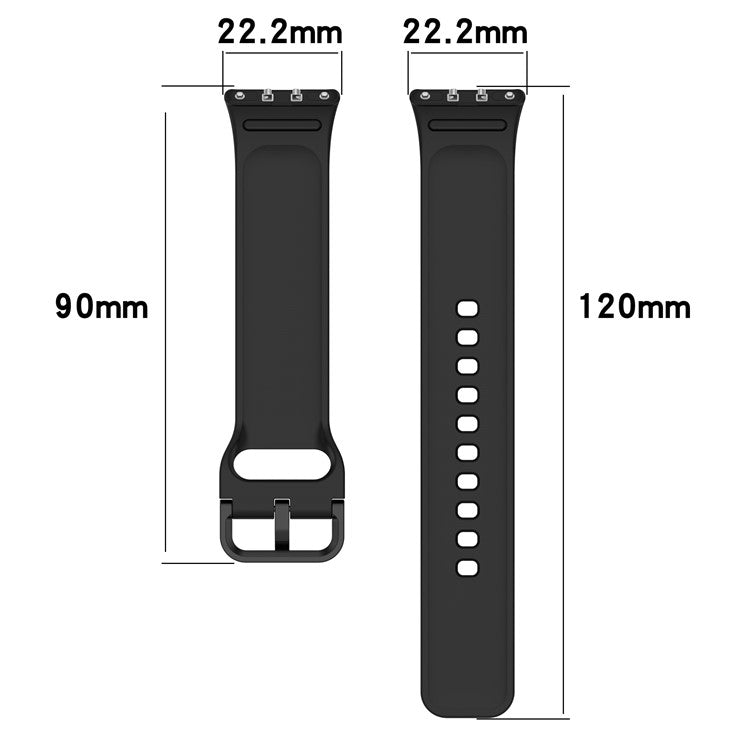 For Samsung Galaxy Fit3 (SM-R390) Watch Bracelet Soft Silicone Strap with Flat Buckle - Black