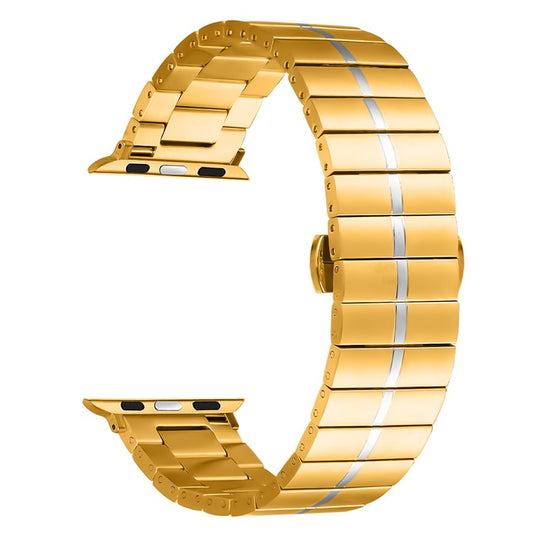 For Apple Watch Series 10 42mm / 9 8 7 41mm / Series 6 5 4 SE (2022) SE (2023) SE 40mm / Series 3 2 1 38mm Stainless Steel Strap - Gold+Silver