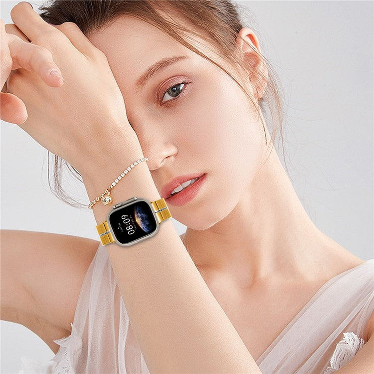 For Apple Watch Series 10 42mm / 9 8 7 41mm / Series 6 5 4 SE (2022) SE (2023) SE 40mm / Series 3 2 1 38mm Stainless Steel Strap - Gold+Silver