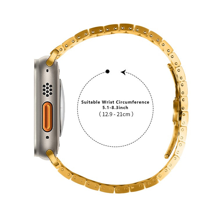 For Apple Watch Series 10 42mm / 9 8 7 41mm / Series 6 5 4 SE (2022) SE (2023) SE 40mm / Series 3 2 1 38mm Stainless Steel Strap - Gold+Silver