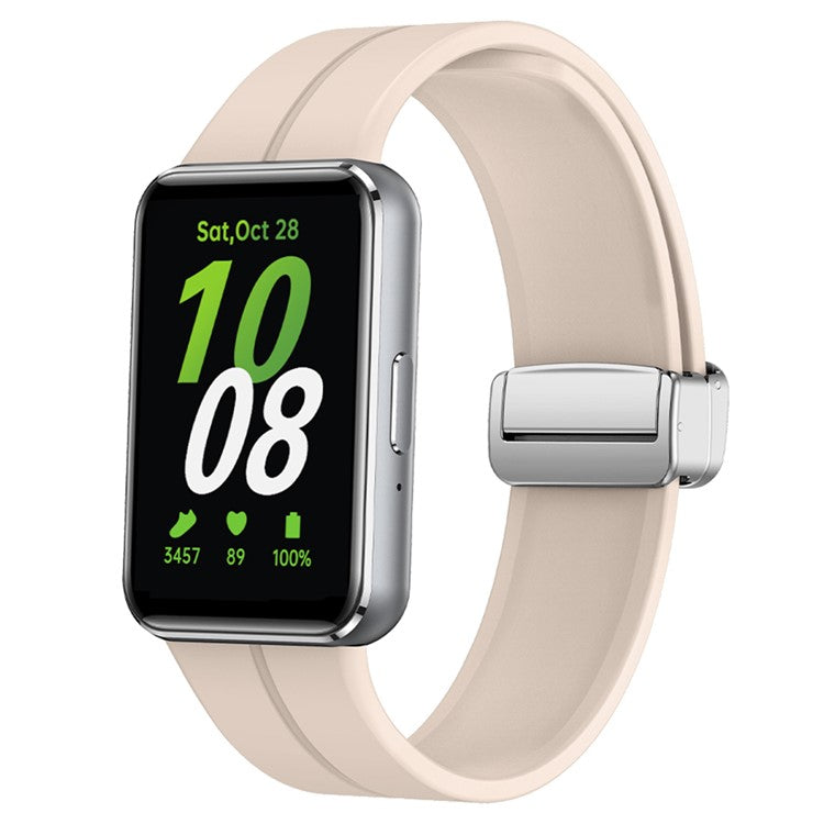 For Samsung Galaxy Fit3 Replacement Wrist Band Soft Silicone Watch Band with Magnetic Folding Buckle - Starlight