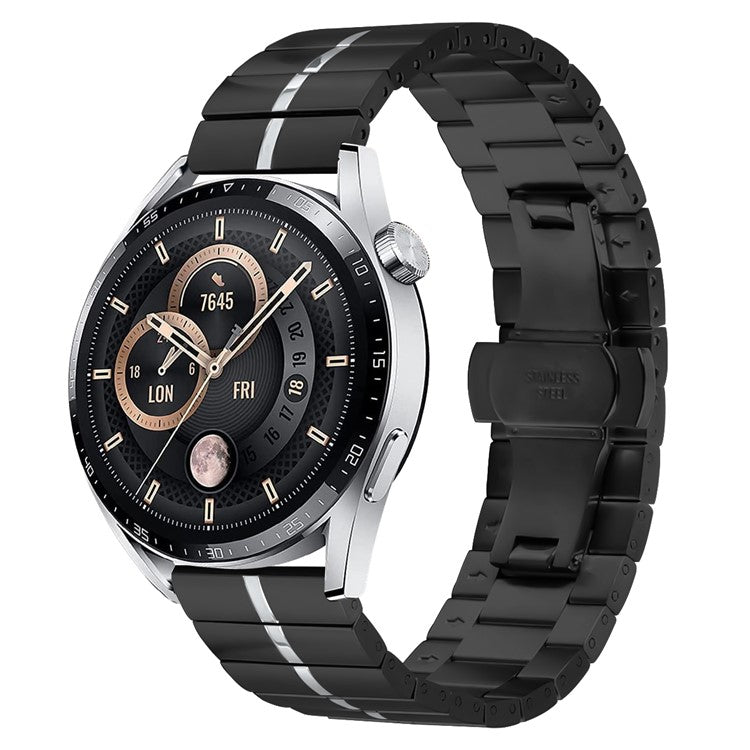 For Huawei Watch 3 Pro New Metal Replacement Wrist Band Fashion Watch Strap with Buckle - Black+Silver